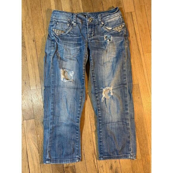L.A.Idol jean capris distressed size 3 - Picture 1 of 7